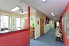 Waiting room with reception in medical clinic
